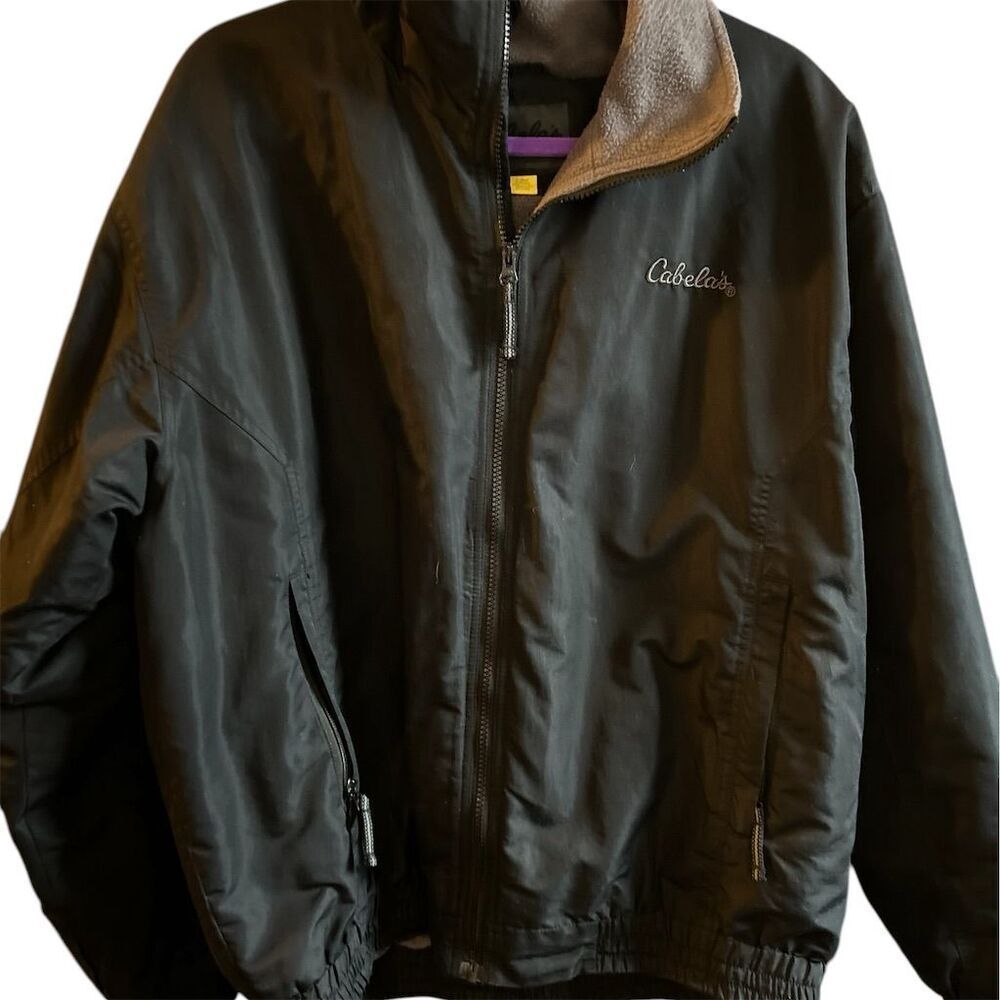 Cabela's Men's Black Windbreaker‎ Jacket Size L Full Zip Hiking Camping